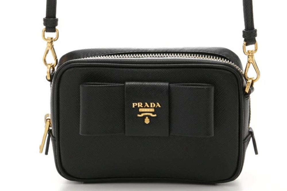 Prada Saffiano Shoulder Pouch Clutch Bag Crossbody NERO Black